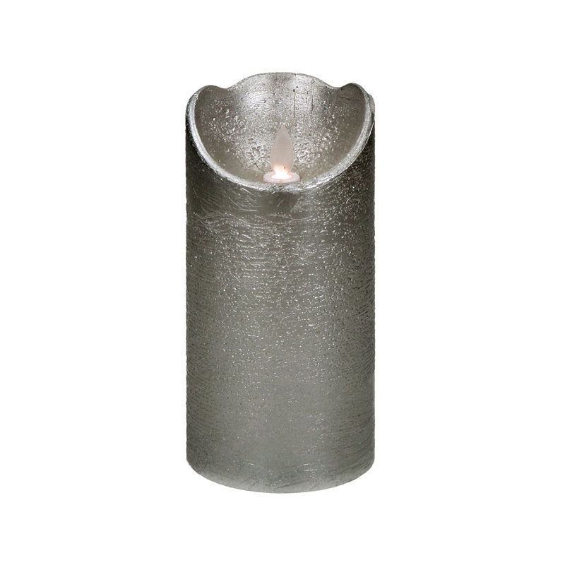 Unscented Flameless Candle, Silver, 15cm H x 7.5cm W x 7.5cm D