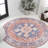 Ville Ornate Medallion Machine-Washable Terracotta/Navy Rug-961866142