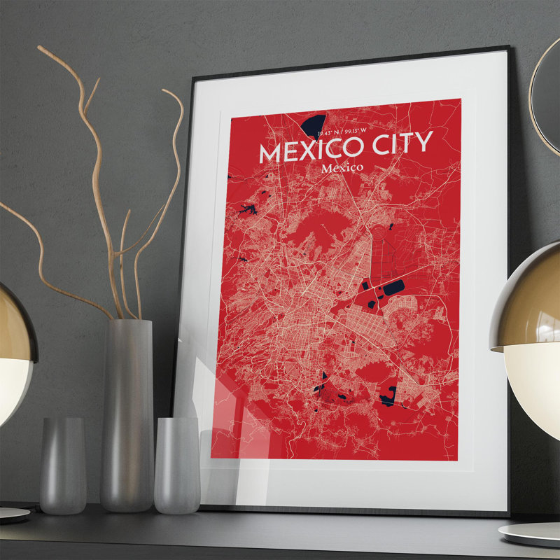 Mexico City Map In Nautical - No Frame Print, 36cm H x 24cm W x 0.05cm D