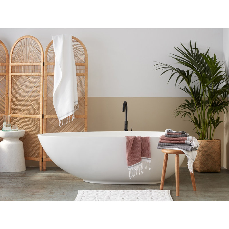 Mediterranean Bath Towel, Alpine White/Slate, Bath Sheet