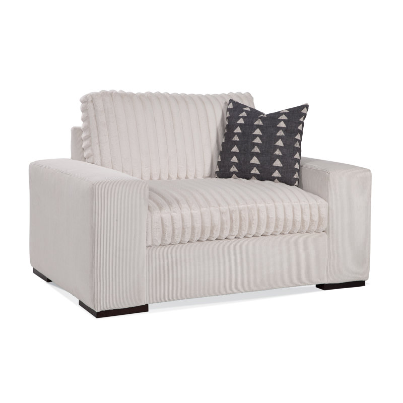 Memphis Chair And A Half, Frost White, Sunbrella Beige Pinstripe; 6205-74