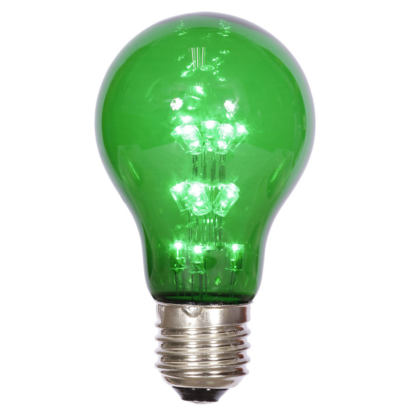 Ampoules de rechange A19 DEL transparentes E26, Vert