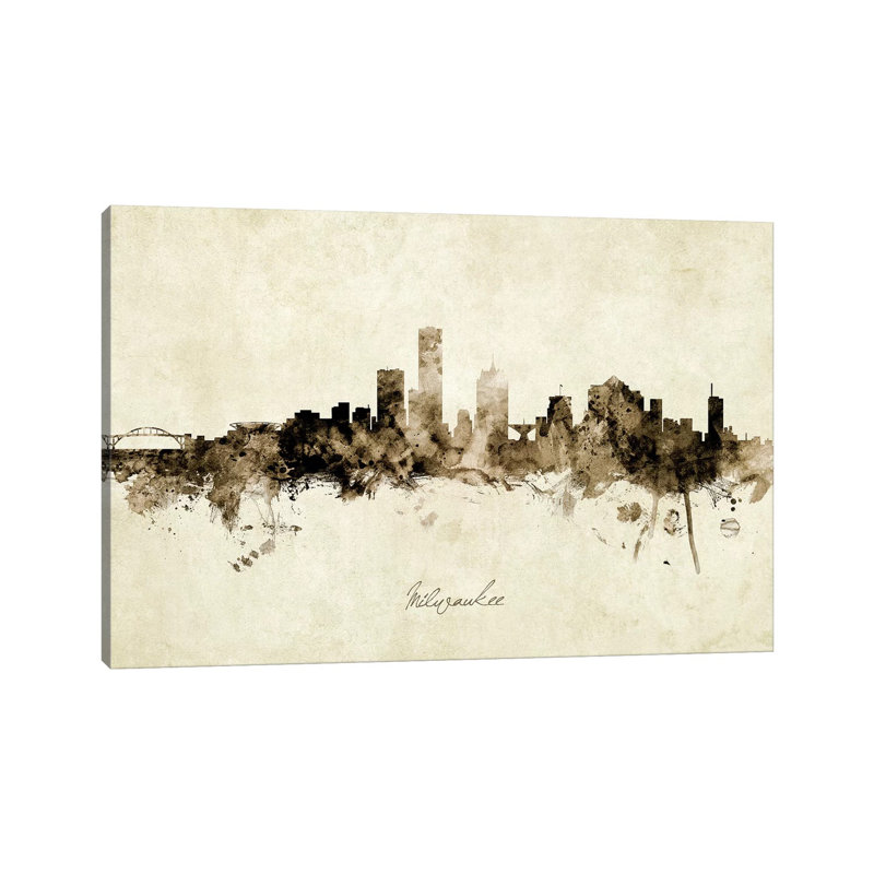 Milwaukee Wisconsin Skyline by Michael Tompsett - Wrapped Canvas Painting, 101.6 cm H x 66.04 cm W