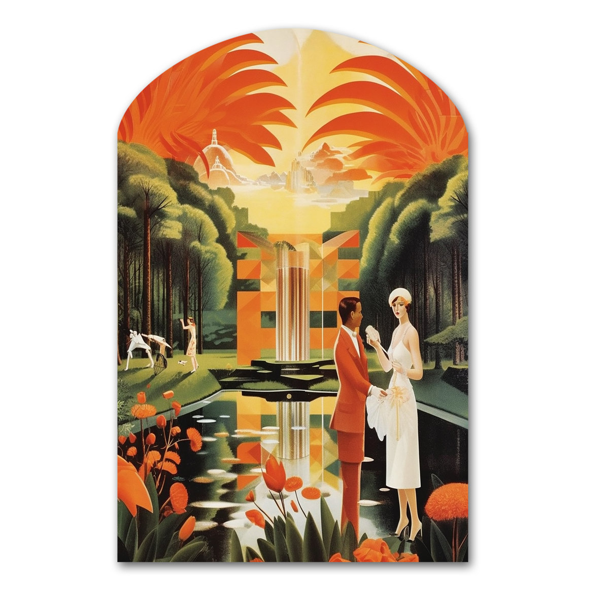 Art Deco Lady In White Cosmopolitan Adventure