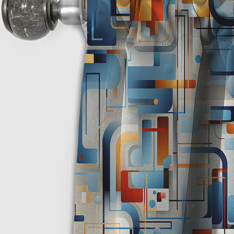 Motif bleu Metropolis Matrix - rideau abstrait - rideau occultant géométrique - 1 panneaux, L 52 po x L 108 po