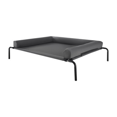 Black Steel Frame Elevated Large Dog Cot Bed, Breathable Washable Mesh Raised Pet Bed With U‑Shaped Neck Support Pillow, Tool‑Free Assembly Sturdy Pet Bed Supports Pets Up to 110 Pounds