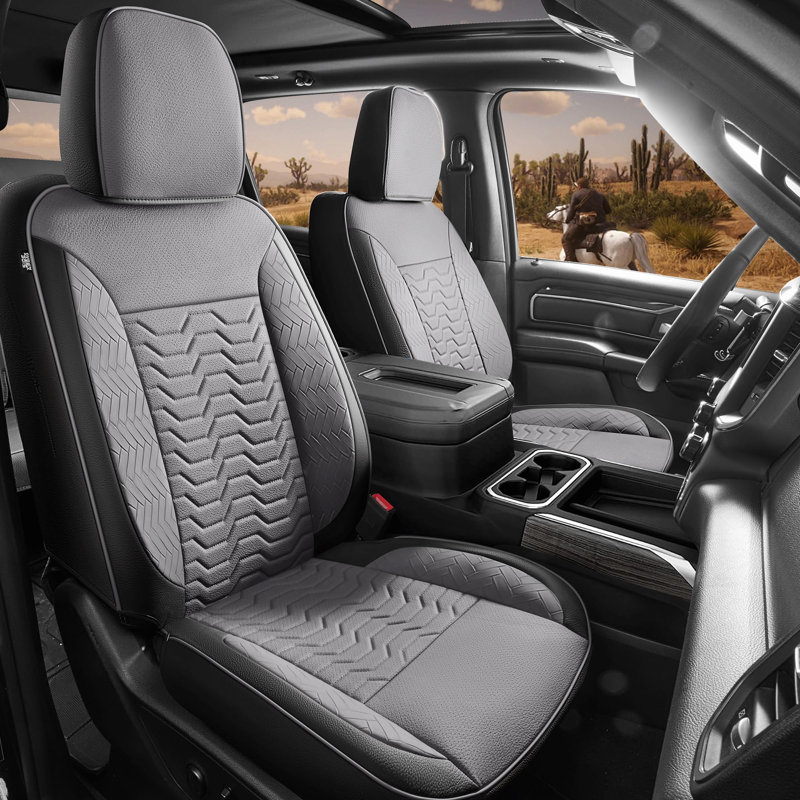 Housse de siège en cuir gris pour housses Chevy Silverado 2019-2026