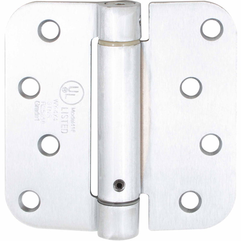 Charnière de porte simple à ressort H 4 po x l 4 po, Chrome satiné