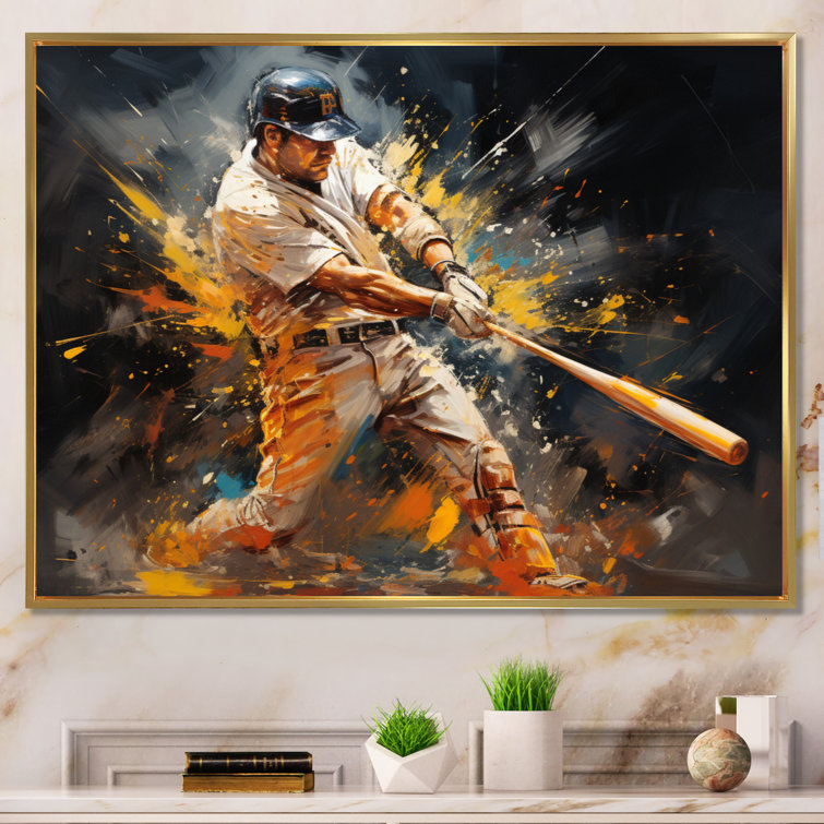 Baseball Abstract Home Run - Sports Wall Decor Red Barrel Studio Format: Black Picture Framed, Size: 34 H x 44 W x 1.5 D