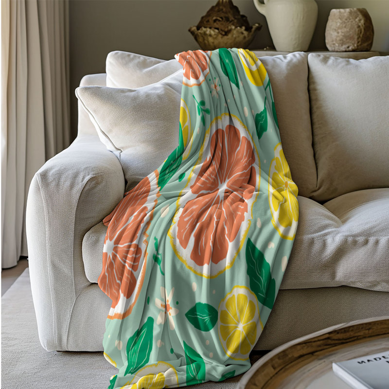 Colorful Colorful Citrus Art - 1 pièce Sherpa Premium, L 60 po x l 50 po