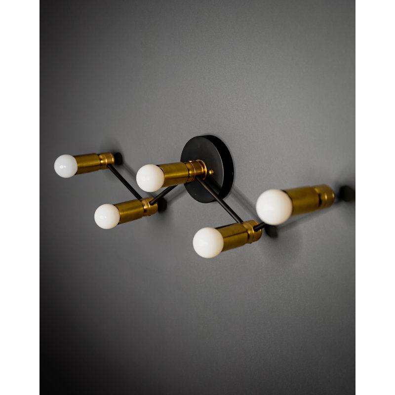 Appliquee à bras 5 lumières Meera, Noir / Laiton