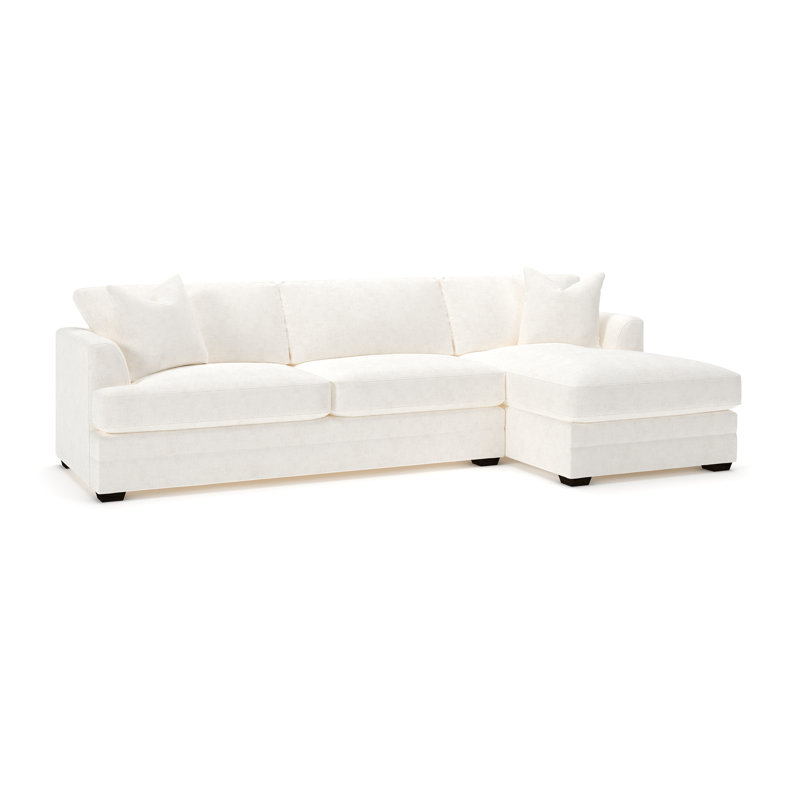 Edan 2-Piece Upholstered Chaise Sectional, Right Hand Facing, Bevin Natural Linen Blend