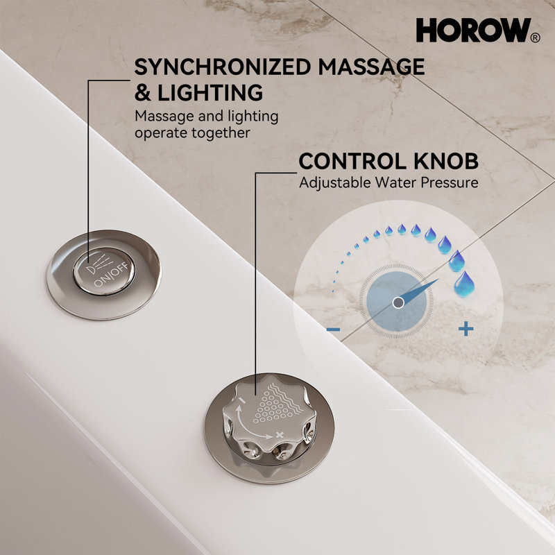 Baignoire tourbillon 59 "avec drain à droite, Oui