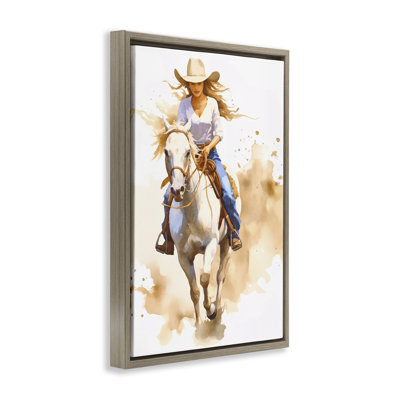 «Cowgirl Jockey Charm», toile flottante encadrée par Andrea Haase