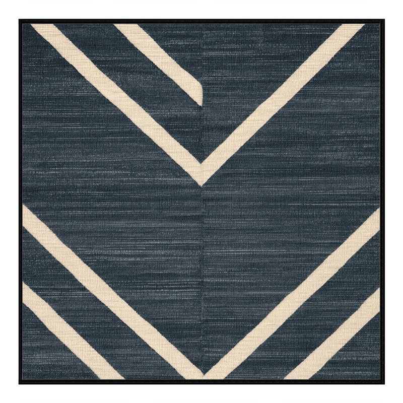  Tapis ivoire lavable rayé ardoise, Carré 3 pi