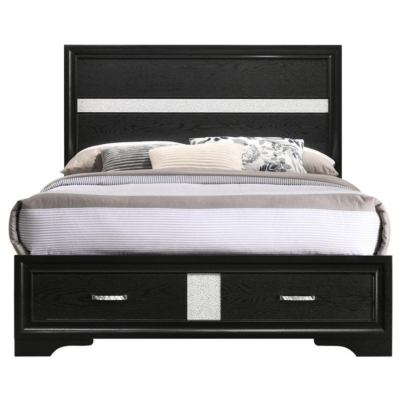 Miranda 51-Inch Manufactured Wood Storage Panel Bed, Twin, Black