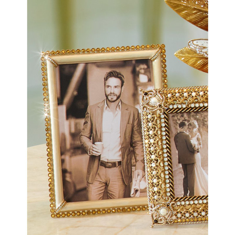 Lucas Metal Picture Frame, Green/Gold, 5" x 7"