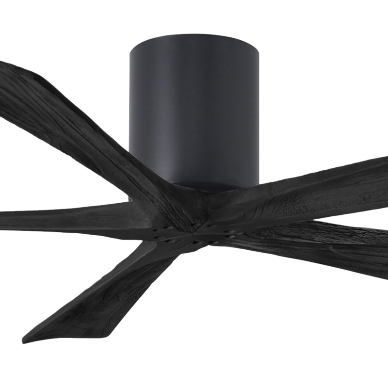 60" Irene 5-Blade Hugger Ceiling Fan with Wall Remote, Matte Black, Matte Black, 60"