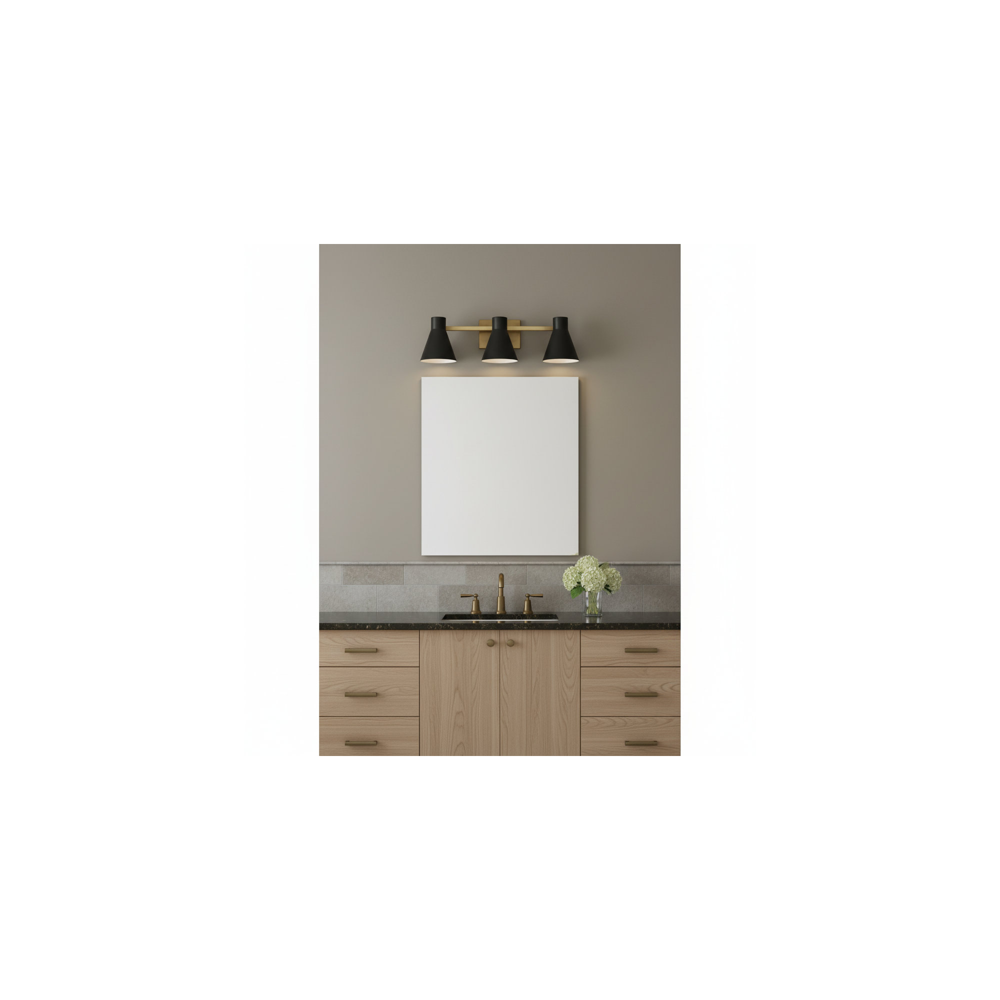 Byers 3-Light Dimmable Cone Vanity Light, Gold, No
