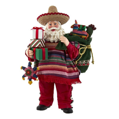  Fabriche Christmas Figurine, Musical Mexican Santa, 11in