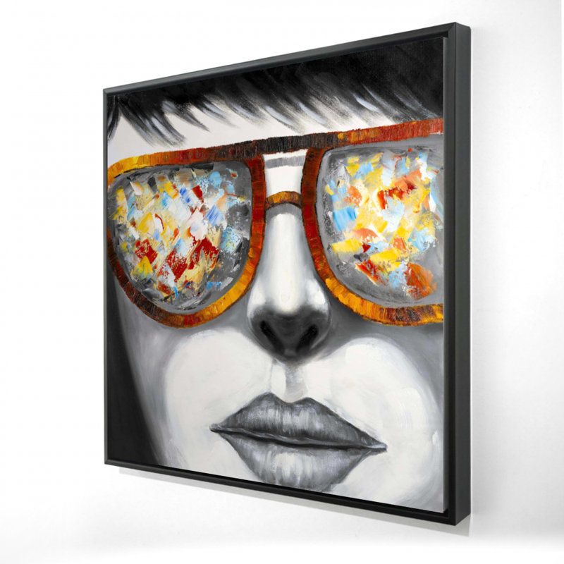 Toile de chambre pour femme grise - lunettes de soleil colorées, H 25,25 po x l 25,25 po