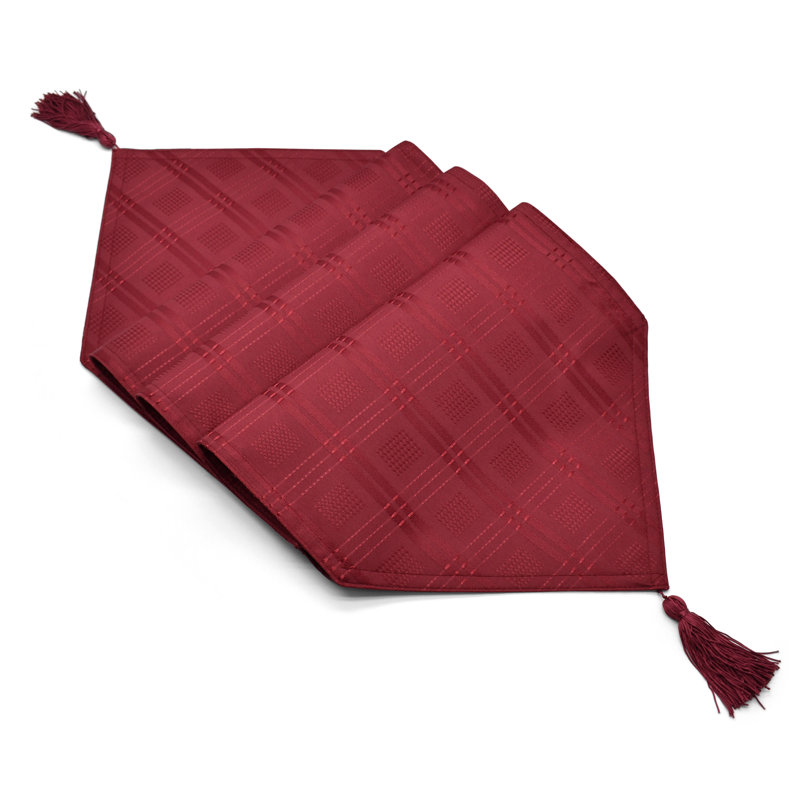 Orlinda Modern Jacquard Hampton Tablecloth Collection, 2cm W x 130cm L, Wine