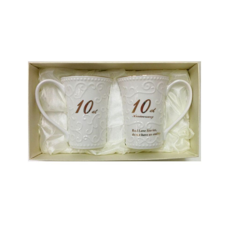 Ensemble de grandes tasses à café 2 pièces 10e anniversaire Boettcher