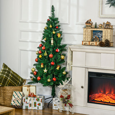 Demi-arbres de Noël artificiels 5 pi avec base en acier à ouverture automatique pour décorations de Noël d'intérieur