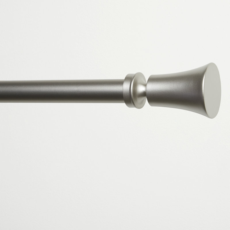Markus Exclusive Home Wilton 1" Window Curtain Rod and Finial Set, Adjustable, Matte Nickel, 2.5" H x 35" W x 2.5" D