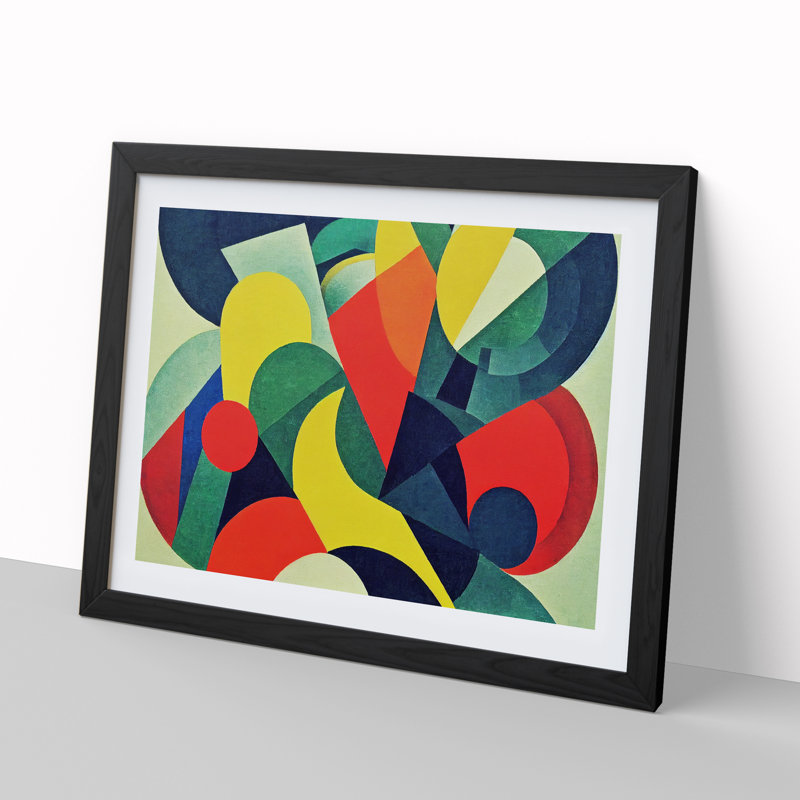 Exhilarating Modern Abstract - Single Picture Frame Print, Black, 46cm H x 64cm W x 2cm D
