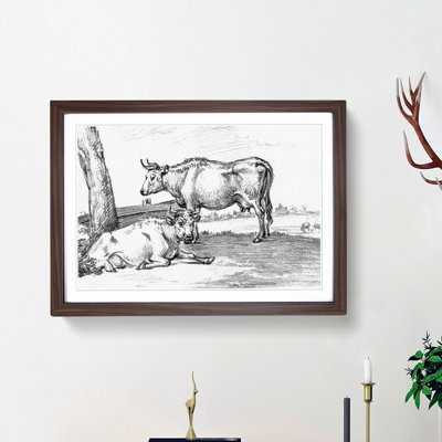 Two Cows by Jean Bernard - Picture Frame Drawing Print