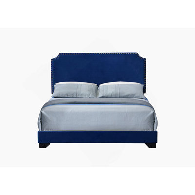 Grand lit en velours bleu Haemon