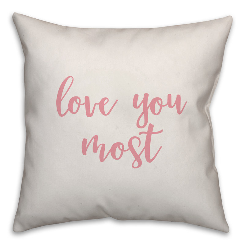  Coussin 16 po Love You Most, Coussin décoratif, Blanc / rose