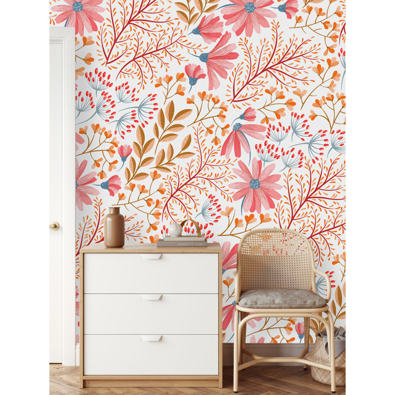 Floral Wall Mural, 10.41" W x 125" L, Vinyl