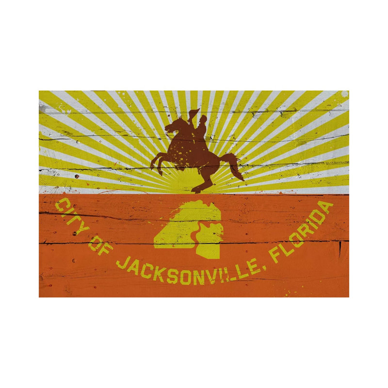 Jacksonville, Florida Fresh Paint City Flag On Wood Planks by ICanvas - Wrapped Canvas Print, 20.32 cm H x 30.48 cm W