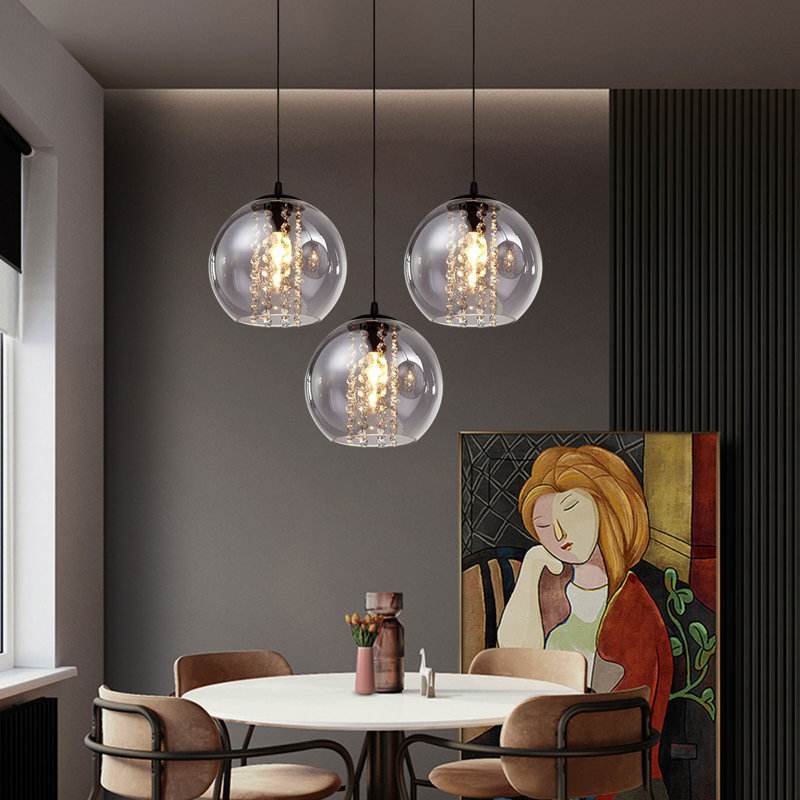 Lustre suspendu moderne en cristal 3 lumières