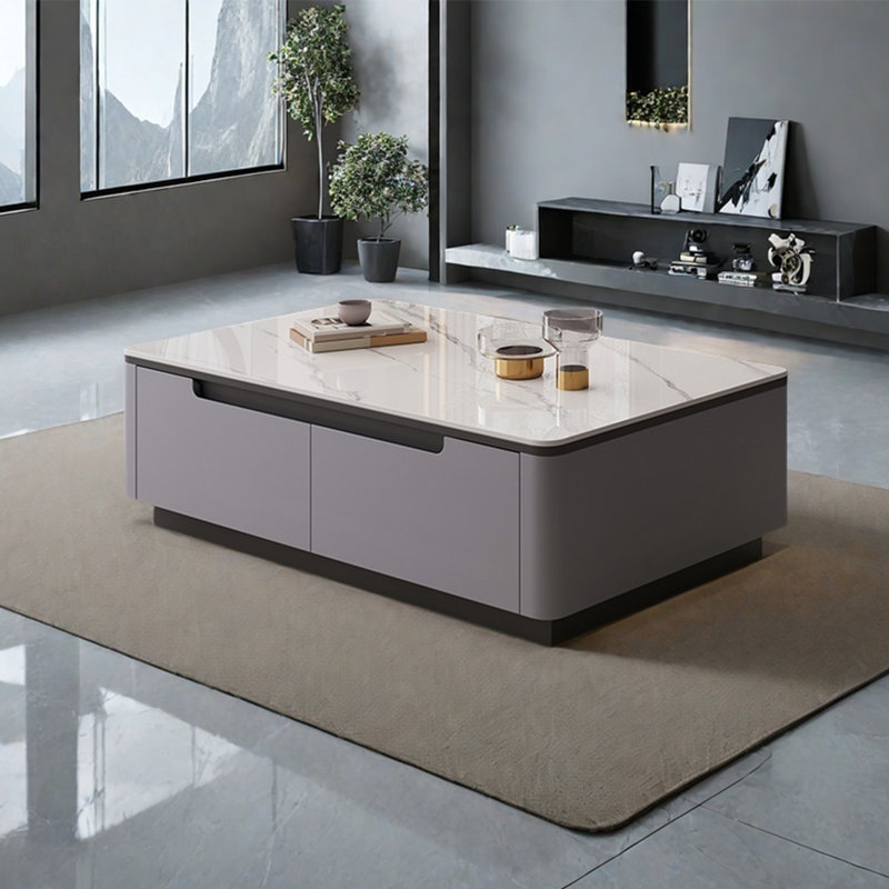 Table basse Cream Wind, H 15,7 po x L 55,1 po x l 31,5 po, Noir, noir, noir, noir