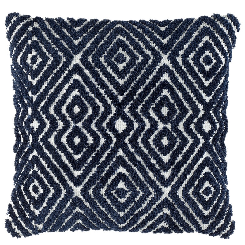Global Tufted Geo 50x50 cm Cushion, Navy Blue