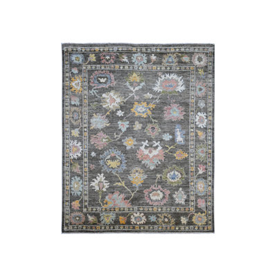 Tapis noué à la main 100% laine afghane 8 pi x 9 pi 10 po brun Angber Oushak BBF537F3D0594E3BB9E571FAD421A9A5