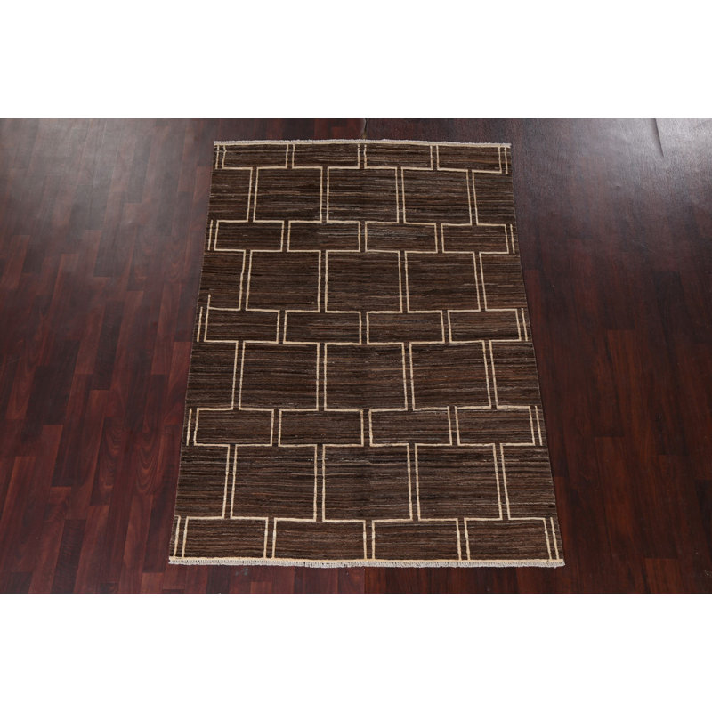 Tapis en laine Earth-Tone Gabbeh 5 x 7