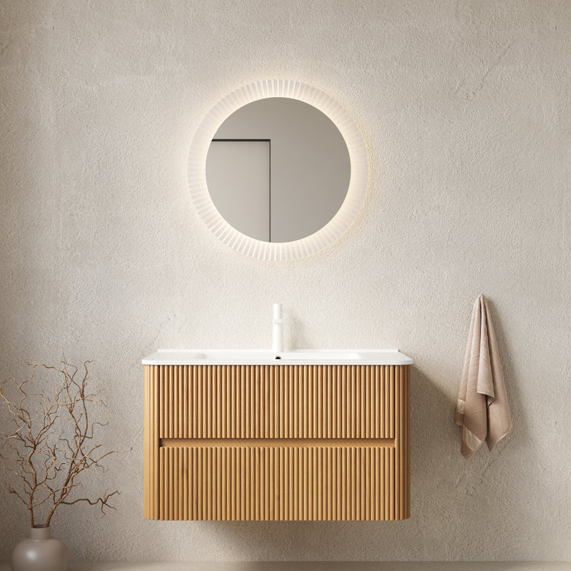 Meuble-lavabo de salle de bain NOOR, Bois naturel