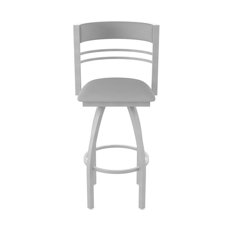 Hunter Swivel Stool, Vinyle - gris galbon Folkstone, Nickel anodisé, Tabouret de comptoir (siège d'une hauteur de 25 p