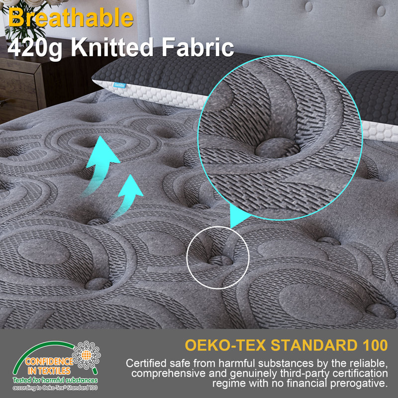 9'' Medium-Firm Hybrid Mattress with Cooling Gel Memory Foam Bed-in-a-Box, 9", Queen