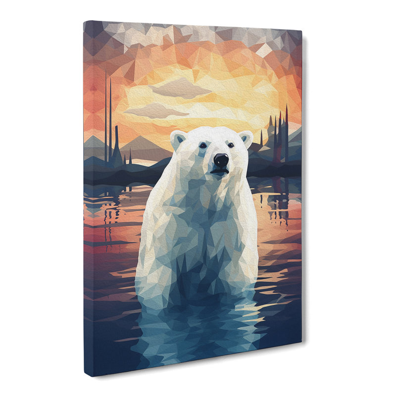 Polar Bear Geometric No.3 - Wrapped Canvas, 60cm H x 40cm W x 3cm D