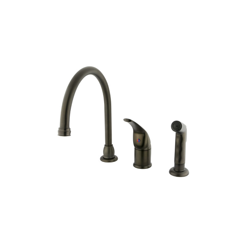 Robinet de cuisine à poignée simple avec jet latéral, Bronze huilé