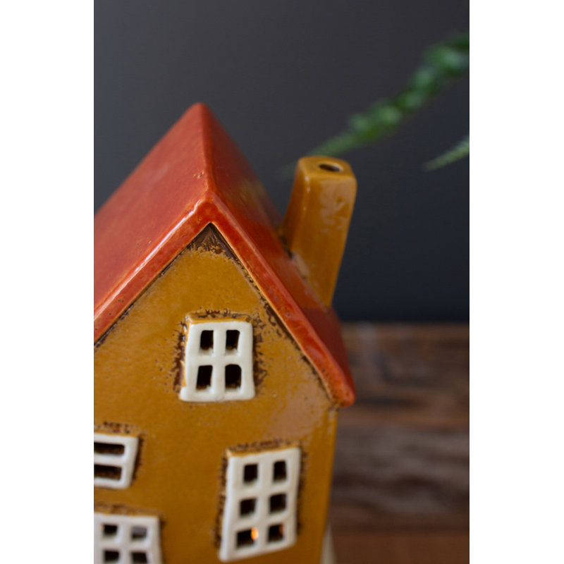  Ensemble de 3 figurines de maison en céramique H 10 "