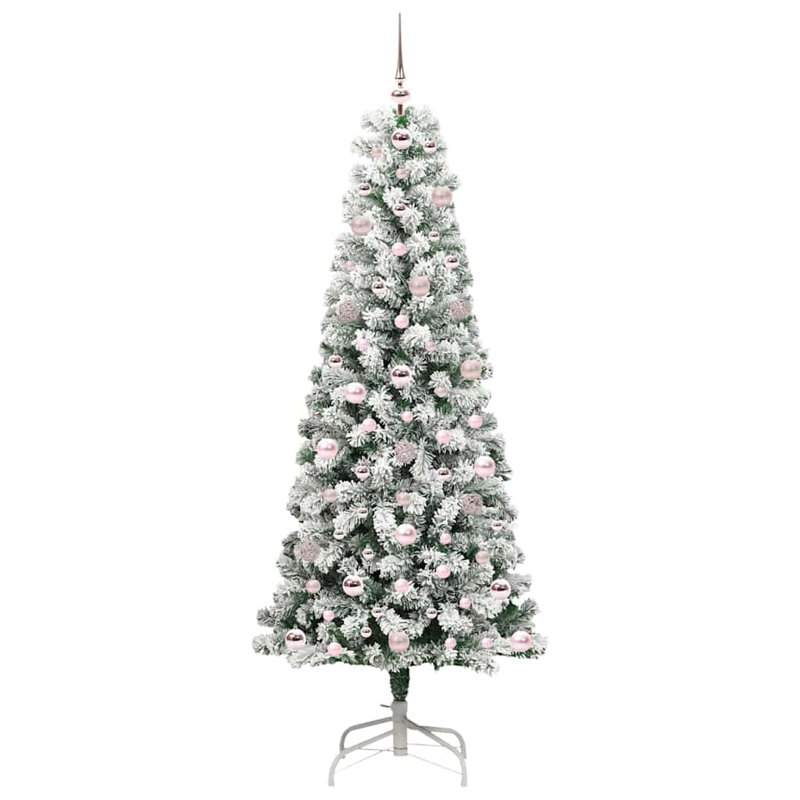 Artificial Hinged Christmas Tree Green and white, 5.91 ft