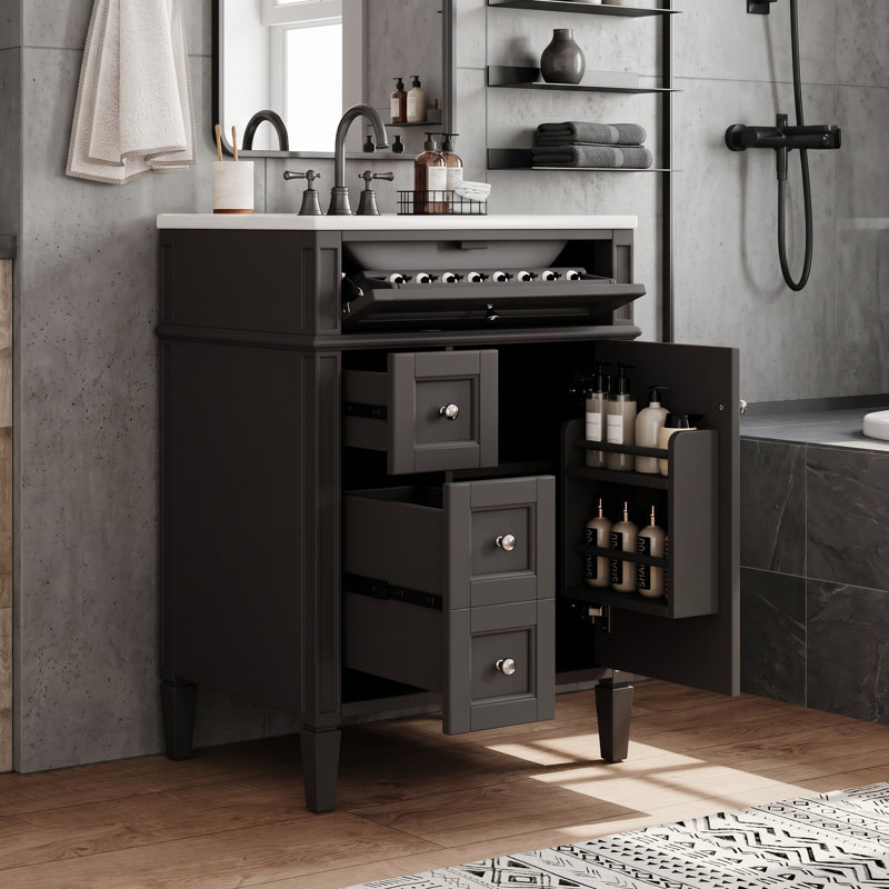Bathroom Vanity with Top, Black
