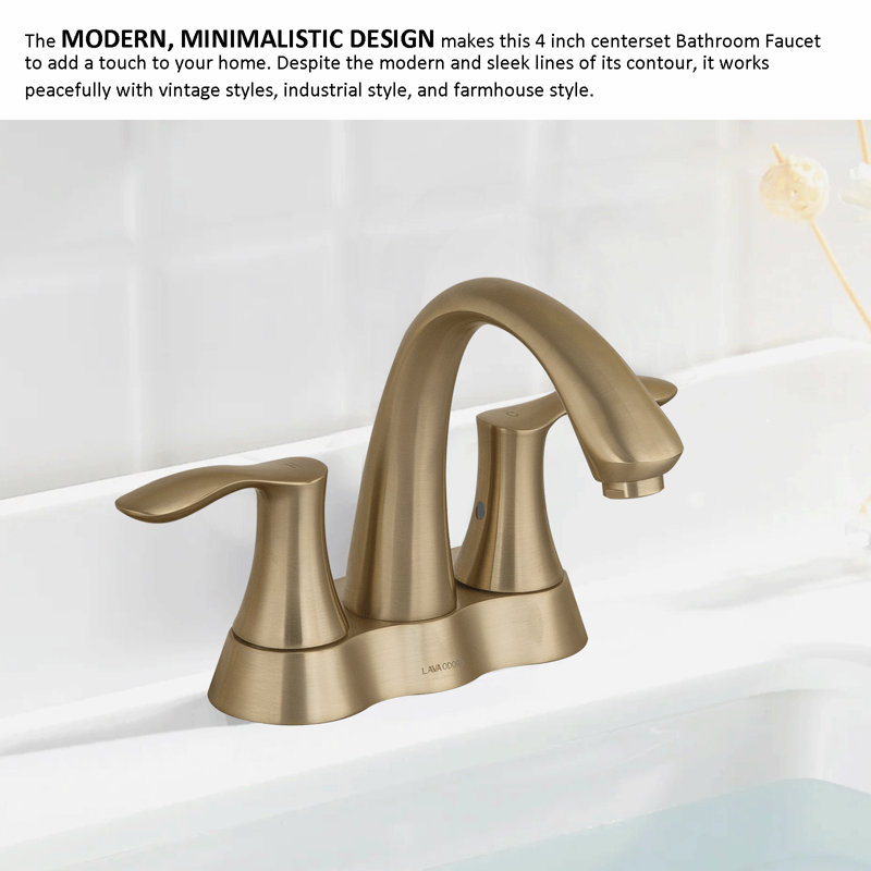 2-handle Bathroom Faucet with Drain Assembly, Champagne Bronze