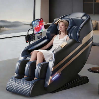 Navy Blue & Black Multifunctional Electric Full-Body Massage Chair with Heating Function